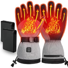 ALLJOY Heated Gloves for Men Women 5000mAh Rechargeable Heating Gloves 3 Heating Levels Touchscreen Electric Gloves Waterproof Windproof Heated Winter Gloves for Motorcycle Ski