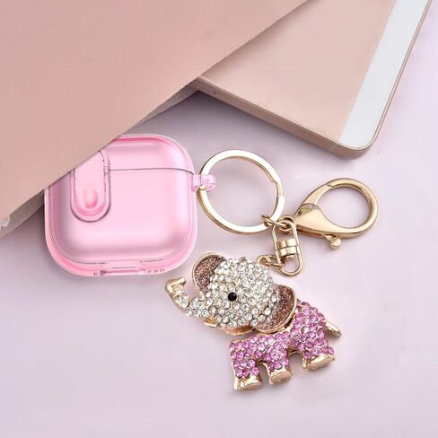 MOFREE Safety Lock Clear Case for Airpods 4 Case 2024 with Cleaner Kit & Elephant Keychain,Soft TPU Transparent airpods 4th Generation Case,Protection Cover for Cute Apple Air Pods 4 Case Women Pink in Saudi Arabia