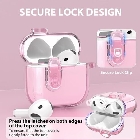 MOFREE Safety Lock Clear Case for Airpods 4 Case 2024 with Cleaner Kit & Elephant Keychain,Soft TPU Transparent airpods 4th Generation Case,Protection Cover for Cute Apple Air Pods 4 Case Women Pink in Saudi Arabia
