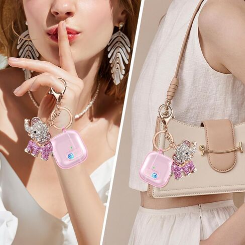 MOFREE Safety Lock Clear Case for Airpods 4 Case 2024 with Cleaner Kit & Elephant Keychain,Soft TPU Transparent airpods 4th Generation Case,Protection Cover for Cute Apple Air Pods 4 Case Women Pink in Saudi Arabia