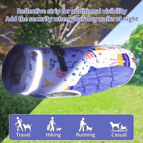 Dog Waterproof Winter Coat with Harness, Reflective Warm Dog Jacket with Zipper for Cold Weather, Dog Snowsuit for Small Medium Large Dogs YRFN21S in Kuwait