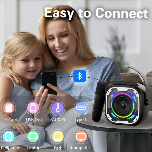 Mini Karaoke Machine for Kids Adults, Portable Bluetooth Speaker with Wireless Karaoke Microphone, Singing Machine Christmas Toys Birthday Gifts for Girls Boys Ages 3 4 5 6 7 8 9 10 11 12+ (Yellow) in Saudi Arabia