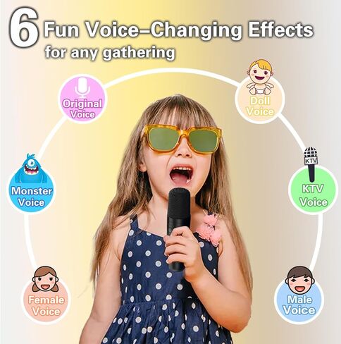 Mini Karaoke Machine for Kids Adults, Portable Bluetooth Speaker with Wireless Karaoke Microphone, Singing Machine Christmas Toys Birthday Gifts for Girls Boys Ages 3 4 5 6 7 8 9 10 11 12+ (Yellow) in Saudi Arabia