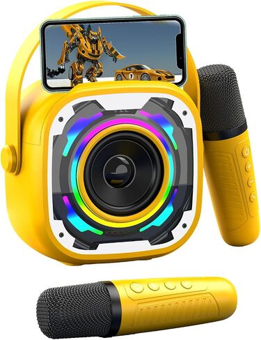 Mini Karaoke Machine for Kids Adults, Portable Bluetooth Speaker with Wireless Karaoke Microphone, Singing Machine Christmas Toys Birthday Gifts for Girls Boys Ages 3 4 5 6 7 8 9 10 11 12+ (Yellow) in Saudi Arabia