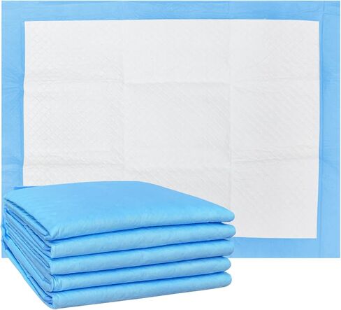 وسادات تبول لتدريب الحيوانات الأليفة مع 4 طبقات مقاومة للتسرب، وسادات للاستعمال مرة واحدة للكلاب والقطط ذات قدرة امتصاص قياسية وتجفيف سريع، عدد 5 مقاس كبير 24 × 24 بوصة (أزرق) in Kuwait