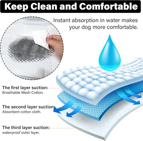 وسادات تبول لتدريب الحيوانات الأليفة مع 4 طبقات مقاومة للتسرب، وسادات للاستعمال مرة واحدة للكلاب والقطط ذات قدرة امتصاص قياسية وتجفيف سريع، عدد 5 مقاس كبير 24 × 24 بوصة (أزرق) in Kuwait