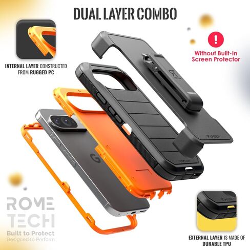 for Google Pixel 9 (G2YBB,GUR25,G1B60) and Google Pixel 9 Pro (GR83Y,GEC77,GWVK6) Case with Belt Clip Holster & Kickstand, Screenless Protective Dual-Layer Shockproof Pixel 9 Case - Black & Blue in Saudi Arabia