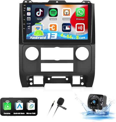 UNITOPSCI 4G+64G 8 Core لسيارة Ford Escape Kuga Mazda Tribute 2007-2012 راديو Android 13 سيارة ستيريو لاسلكي CarPlay Android Auto GPS 9 بوصة شاشة لمس BT Mirror Link DSP WiFi FM/RDS SWC+ميكروفون كاميرا احتياطية in Saudi Arabia