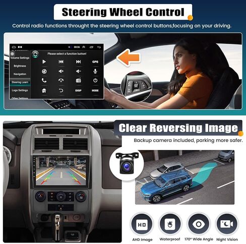 UNITOPSCI 4G+64G 8 Core لسيارة Ford Escape Kuga Mazda Tribute 2007-2012 راديو Android 13 سيارة ستيريو لاسلكي CarPlay Android Auto GPS 9 بوصة شاشة لمس BT Mirror Link DSP WiFi FM/RDS SWC+ميكروفون كاميرا احتياطية in Saudi Arabia