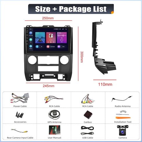 UNITOPSCI 4G+64G 8 Core لسيارة Ford Escape Kuga Mazda Tribute 2007-2012 راديو Android 13 سيارة ستيريو لاسلكي CarPlay Android Auto GPS 9 بوصة شاشة لمس BT Mirror Link DSP WiFi FM/RDS SWC+ميكروفون كاميرا احتياطية in Saudi Arabia