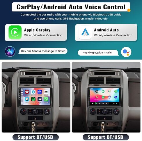 UNITOPSCI 4G+64G 8 Core لسيارة Ford Escape Kuga Mazda Tribute 2007-2012 راديو Android 13 سيارة ستيريو لاسلكي CarPlay Android Auto GPS 9 بوصة شاشة لمس BT Mirror Link DSP WiFi FM/RDS SWC+ميكروفون كاميرا احتياطية in Saudi Arabia