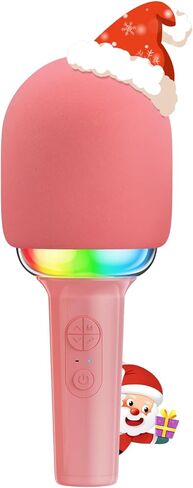 [2024 New Karaoke Microphone with Colorful LED Light, Portable Handheld Wireless Bluetooth Microphone Speaker Singing Birthday Gifts for Girls Boys Kids Adults All Age Beige in Kuwait