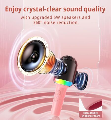 [2024 New Karaoke Microphone with Colorful LED Light, Portable Handheld Wireless Bluetooth Microphone Speaker Singing Birthday Gifts for Girls Boys Kids Adults All Age Beige in Kuwait