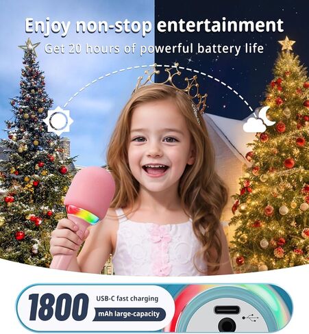 [2024 New Karaoke Microphone with Colorful LED Light, Portable Handheld Wireless Bluetooth Microphone Speaker Singing Birthday Gifts for Girls Boys Kids Adults All Age Beige in Kuwait