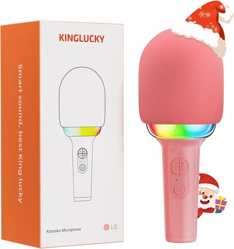 [2024 New Karaoke Microphone with Colorful LED Light, Portable Handheld Wireless Bluetooth Microphone Speaker Singing Birthday Gifts for Girls Boys Kids Adults All Age Beige in Kuwait