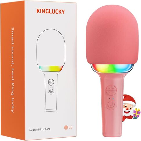 [2024 New Karaoke Microphone with Colorful LED Light, Portable Handheld Wireless Bluetooth Microphone Speaker Singing Birthday Gifts for Girls Boys Kids Adults All Age Beige in Kuwait