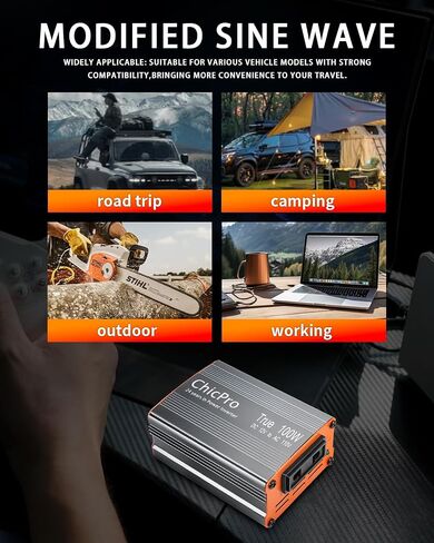 Car Power Inverter，DC 12V to 110V AC Converter，The Store Sells Products Power is Full Power(Gray Shell, Orange Panel) (Gray Shell, Orange Panel, 100w) in Saudi Arabia