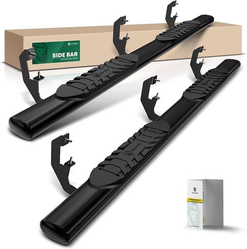 YHTAUTO 4 Inch Running Boards Side Step Bars Fit for 2007-2019 Chevy Silverado & GMC Sierra 1500/2500 HD/3500 HD - Crew Cab, Carbon Steel Black Powder Oval Straight Truck Step Rails, Set of 2 in Saudi Arabia