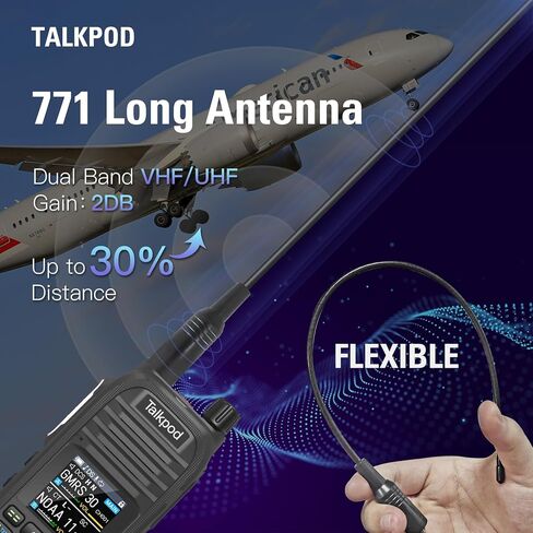 A36SE GMRS Two Way Radio with 771 AirBand Antenna ＆ Earpiece, 1500mAh Battery(2 PCS) Type-C Charging, NOAA, VHF/UHF Receive, 512 Channels-2Pack (Black) in Saudi Arabia