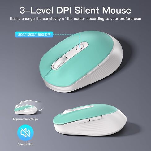 مجموعة لوحة مفاتيح وماوس لاسلكية، لوحة مفاتيح كمبيوتر كاملة الحجم Soueto 2.4G مع حامل للهاتف اللوحي، 22 اختصارًا للوسائط المتعددة، لوحة مفاتيح رقمية، 6 أزرار ماوس صامت لنظام التشغيل Windows، Mac (أخضر نعناعي) in Kuwait