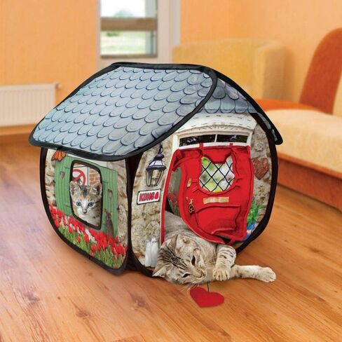 KONG PlaySpaces Bungalow Cat Hideaway - Hide and Seek Collapsible Tunnel with Toys in Saudi Arabia