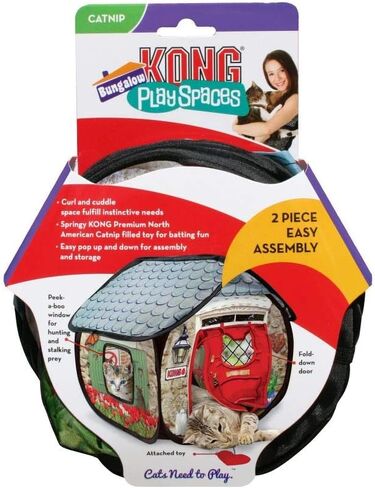 KONG PlaySpaces Bungalow Cat Hideaway - Hide and Seek Collapsible Tunnel with Toys in Saudi Arabia