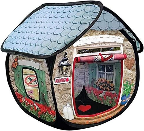KONG PlaySpaces Bungalow Cat Hideaway - Hide and Seek Collapsible Tunnel with Toys in Saudi Arabia