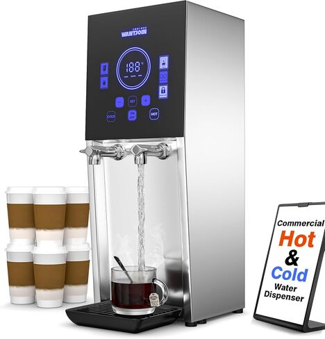 WantJoin موزع المياه الساخنة غلاية المياه التجارية 20L (5.2GAL) / ساعة خطوة التدفئة التلقائي الكهربائية كونترتوب موزع المياه الساخنة والباردة ثنائي الغرض لشاي بوبا مقهى مكتب 1800W in Kuwait