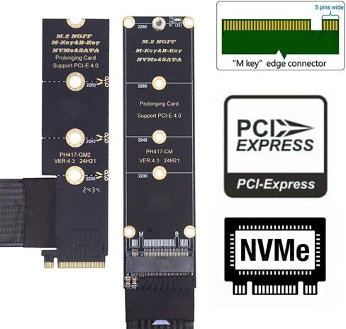 NGFF M-Key NVME ذكر إلى أنثى تمديد PCI Express كابل 30 سنتيمتر PCI-E 4.0 للوحة الرئيسية SSD 2230/2242/2260/2280 in Saudi Arabia