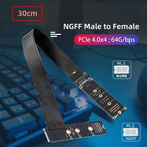 NGFF M-Key NVME ذكر إلى أنثى تمديد PCI Express كابل 30 سنتيمتر PCI-E 4.0 للوحة الرئيسية SSD 2230/2242/2260/2280 in Saudi Arabia