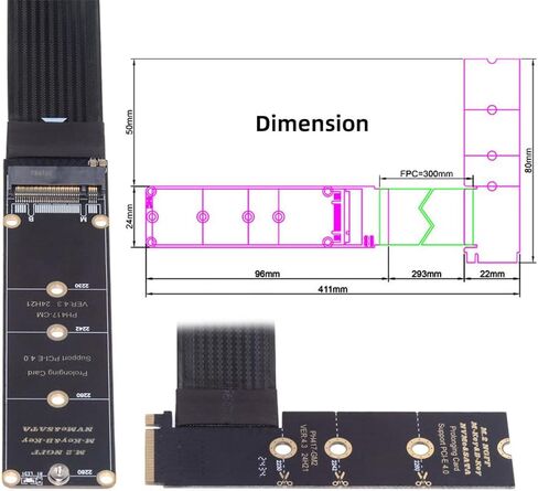 NGFF M-Key NVME ذكر إلى أنثى تمديد PCI Express كابل 30 سنتيمتر PCI-E 4.0 للوحة الرئيسية SSD 2230/2242/2260/2280 in Saudi Arabia