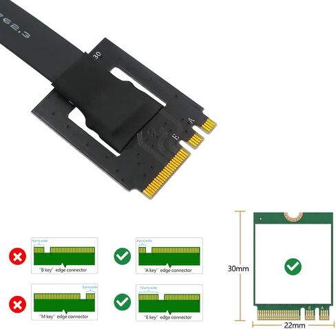 Mustpoint M.2 NGFF Key A-E to PCI-E 16X Adapter Cable (Length: 25cm) in Saudi Arabia