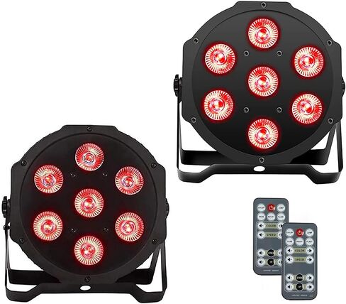 SHEHDS Par Can Lights LED 7x18W RGBWA+UV 6in1 Wash/Strobe Stage Lights Remote and DMX512 Control Uplights Sound Activated Auto Run Flat Par DJ Lights for Holiday Wedding Party Disco - 1 Pack in Saudi Arabia
