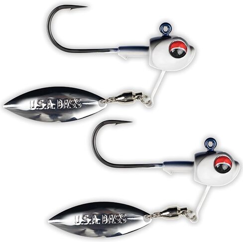 USA BASS Tackle Mark-27 Underspin Swimbait Jig Head معالجة مصممة لباس منقط كبير الحجم سمولماوث - شفرات مخصصة، طلاء، خطافات المالك in Saudi Arabia