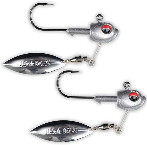 USA BASS Tackle Mark-27 Underspin Swimbait Jig Head معالجة مصممة لباس منقط كبير الحجم سمولماوث - شفرات مخصصة، طلاء، خطافات المالك in Saudi Arabia