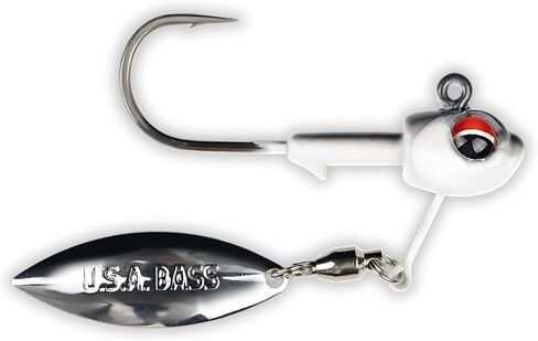 USA BASS Tackle Mark-27 Underspin Swimbait Jig Head معالجة مصممة لباس منقط كبير الحجم سمولماوث - شفرات مخصصة، طلاء، خطافات المالك in Saudi Arabia