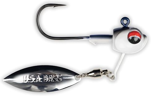 USA BASS Tackle Mark-27 Underspin Swimbait Jig Head معالجة مصممة لباس منقط كبير الحجم سمولماوث - شفرات مخصصة، طلاء، خطافات المالك in Saudi Arabia