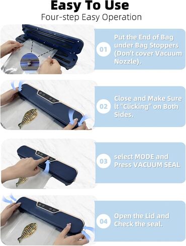 Food Vacuum Sealer Machine, Vacuum Sealer for Food, Vacuum Sealer Machine, Waterproof Touch Screen, LED Display, Compact Design with Automatic Sealing, 30 Bags in Saudi Arabia
