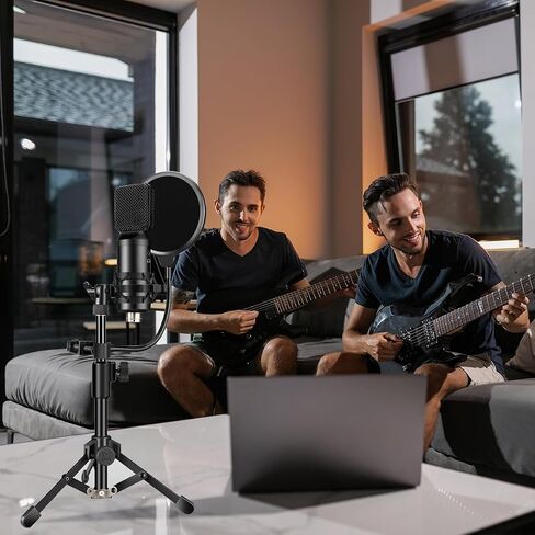Desk Mic Stand, JCWINY Portable Foldable Microphone Tripod with Mic Clip Holder Adjustable Table Microphone Stand for Blue Yeti Snowball Spark and Other Dynamic Microphones in Saudi Arabia