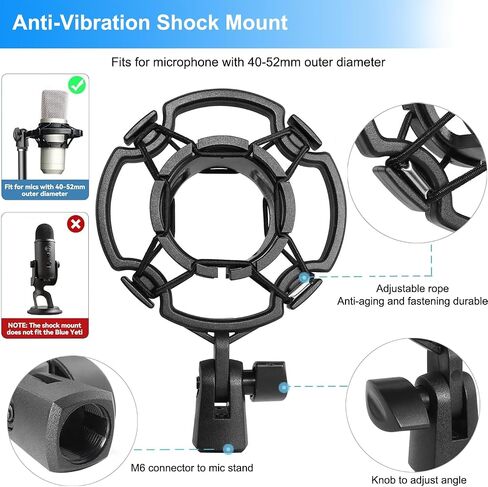 Desk Mic Stand, JCWINY Portable Foldable Microphone Tripod with Mic Clip Holder Adjustable Table Microphone Stand for Blue Yeti Snowball Spark and Other Dynamic Microphones in Saudi Arabia