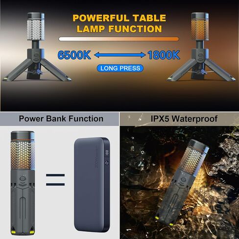 Camping Lantern Rechargeable, Telescoping-Camping-Lights, 10500mAh Capacity Battery Powered,Outdoor-Lantern for Hiking/Adventure/Power Outages, IPX7 Water Resistant(Dark Grey) in Saudi Arabia