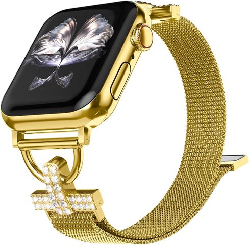 سوار من الفولاذ المقاوم للصدأ متوافق مع سوار ساعة Apple 38/40/41/42/44/45/46/49 مم، حلقة ميلانيزية ماسية أنيقة لسلسلة iWatch Ultra 10 9 8 7 SE 6 5 4 3 2 1 in Saudi Arabia