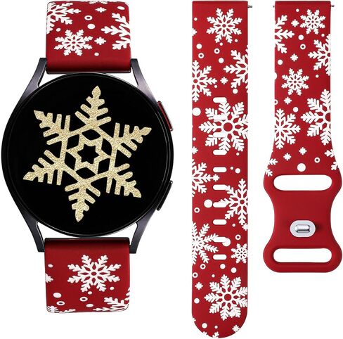 Wearlizer Christmas Two-Tone Snowflake Engraved Bands 20mm Compatible with Samsung Galaxy Watch 7/FE/6/5/4/Active 2 Band 40mm 44mm/Watch 5 Pro 45mm/Watch 6/4 Classic, Women Cute Soft Silicone Strap in Kuwait