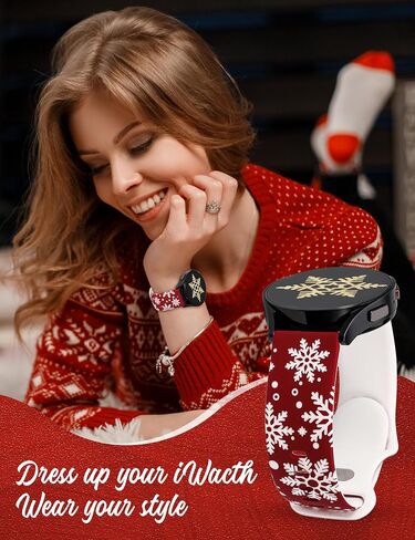 Wearlizer Christmas Two-Tone Snowflake Engraved Bands 20mm Compatible with Samsung Galaxy Watch 7/FE/6/5/4/Active 2 Band 40mm 44mm/Watch 5 Pro 45mm/Watch 6/4 Classic, Women Cute Soft Silicone Strap in Kuwait