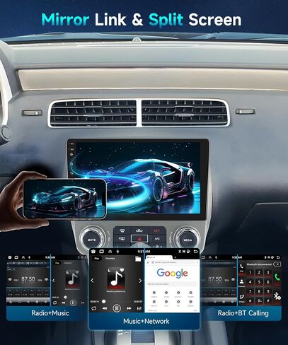 Podofo 2GRAM 64GROM Car Stereo for Chevrolet Chevy Camaro 2010 2011 2012 2013 2014 2015 Radio with Wireless Carplay Android Auto,9inch Touchscreen Canbus WiFi Bluetooth GPS FM Radio Backup Camera Mic in Saudi Arabia