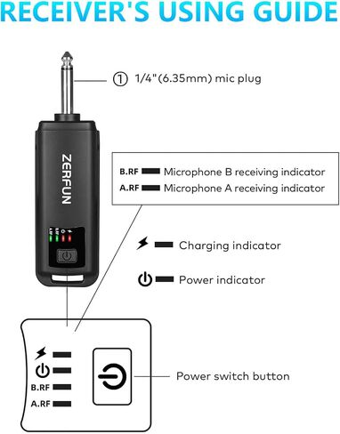 Rechargeable Wireless Microphone, Pro Handheld Cordless Mics System Dynamic with Echo Treble BASS VOL Control for Karaoke Singing Church Party, 1/4'' Output, D240, Grey in Saudi Arabia