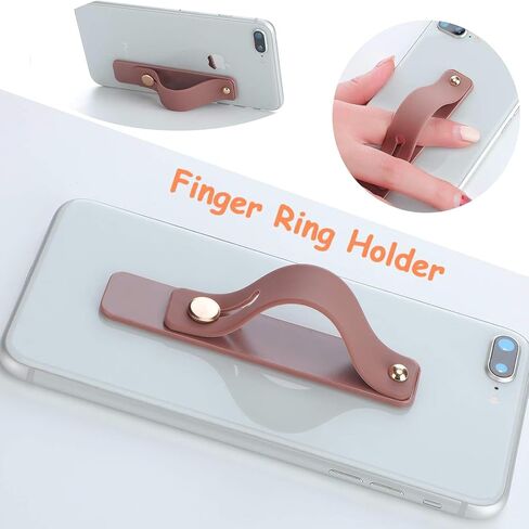 Phone Grips for Back of Phone,Phone Holder for Hand,Finger Loop for Phone Case,Phone Back Holder Grip,Silicone Hand Band Strap (White,Brown,DeepGreen,Gray,Black,DarkGreen) in Saudi Arabia