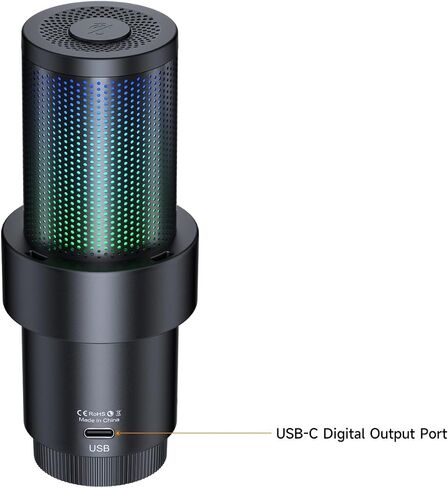 comica EJoy Uni (A)-White USB Microphone for Computer and Smartphone,48Khz/24Bit RGB Cardioid Condenser Gaming Mic for Podcasting,Streaming,Recording,Music Creation,with Boom Arm Stand in Saudi Arabia