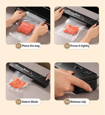 ماكينة إغلاق مفرغة الهواء مع 10 أكياس مفرغة من الهواء، مانع تسرب الهواء للمطبخ في الصندوق - وضعان لتخزين الطعام، سدادة هواء أوتوماتيكية، أسود in Kuwait