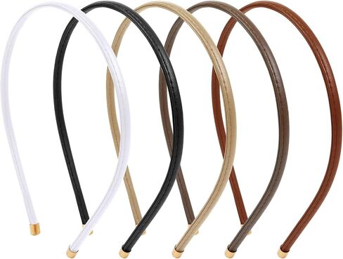 WOVOWOVO 5 Pcs Thin Leather Headbands for Women, Cute Knotted Head Bands for Women’s Hair Fashion Kont Headband Black Brown White Headbands for Girls Womens Hair Accessories in Saudi Arabia